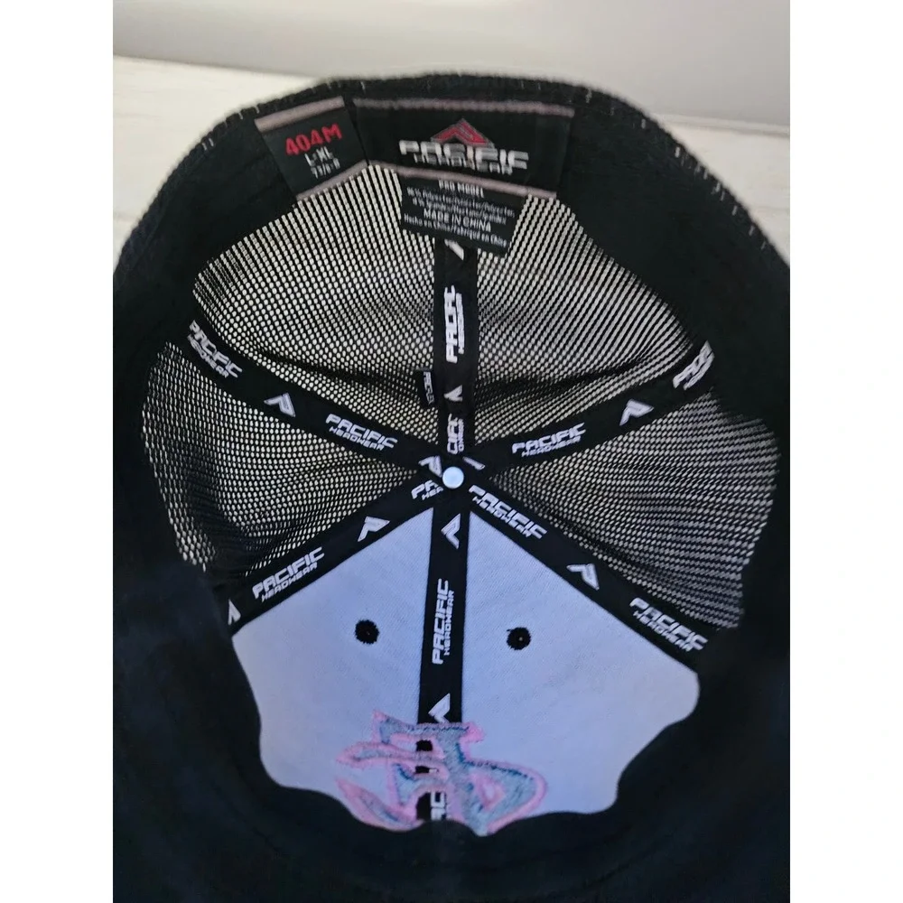 Pacific Headwear 404M Trucker Hat Cap Black PG Logo Men's Size L-XL Flexfit